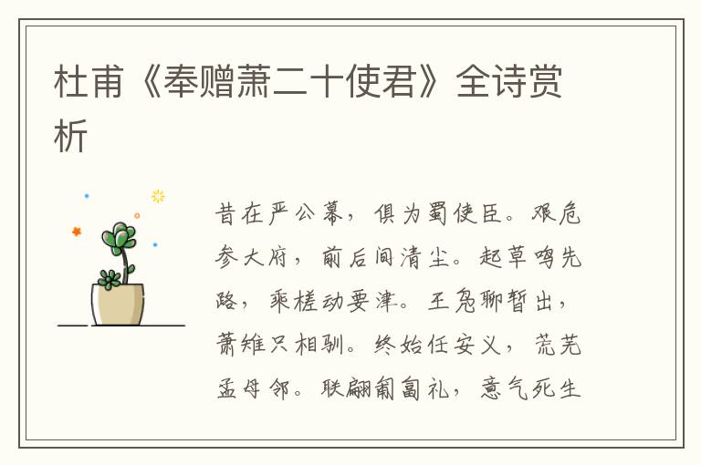  杜甫《奉赠萧二十使君》全诗赏析