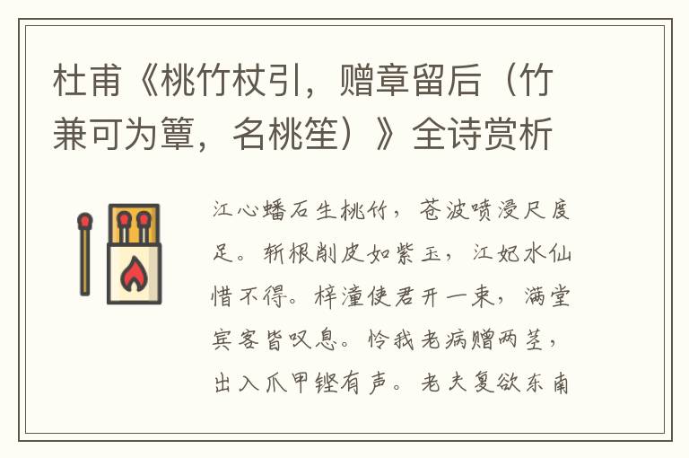  杜甫《桃竹杖引，赠章留后（竹兼可为簟，名桃笙）》全诗赏析