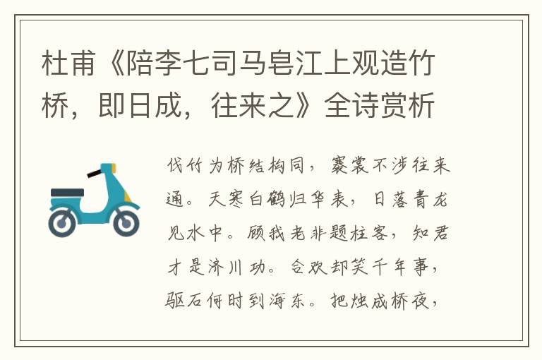  杜甫《陪李七司马皂江上观造竹桥，即日成，往来之》全诗赏析