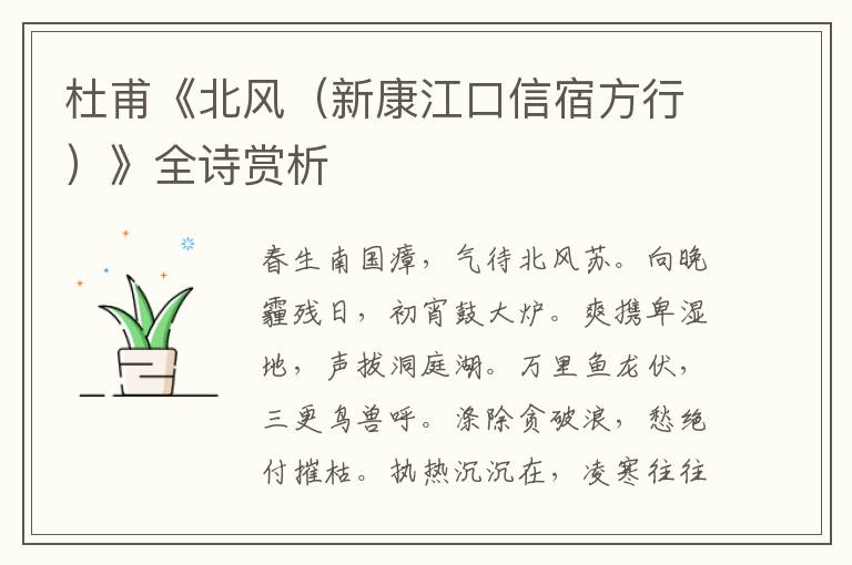  杜甫《北风（新康江口信宿方行）》全诗赏析