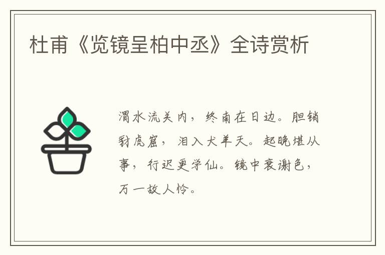  杜甫《览镜呈柏中丞》全诗赏析