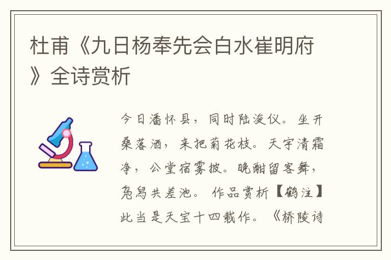  杜甫《九日杨奉先会白水崔明府》全诗赏析