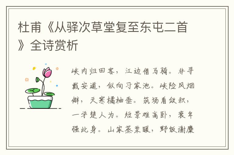  杜甫《从驿次草堂复至东屯二首》全诗赏析