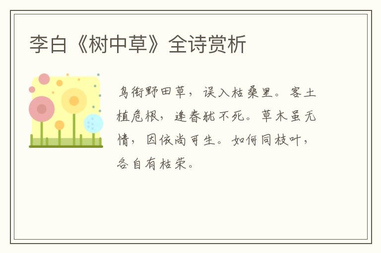  李白《树中草》全诗赏析