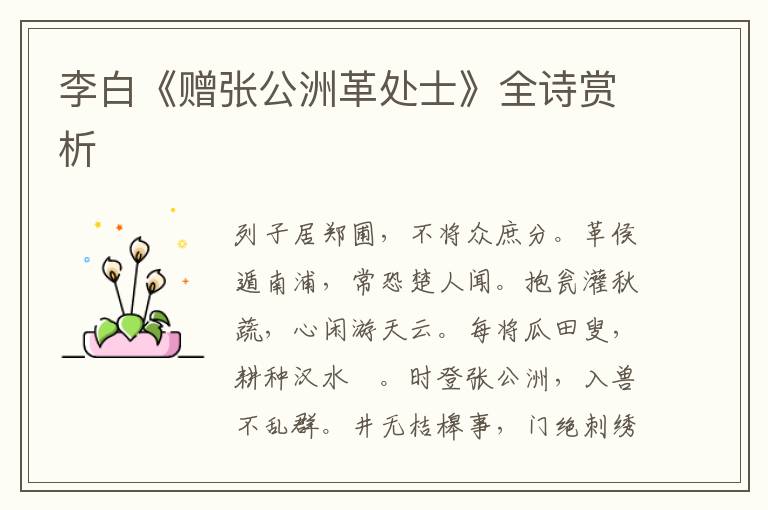  李白《赠张公洲革处士》全诗赏析