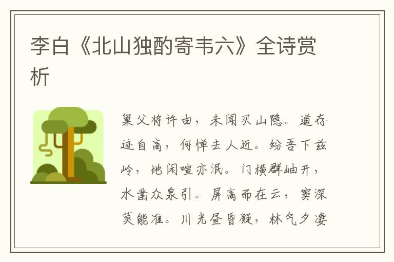  李白《北山独酌寄韦六》全诗赏析