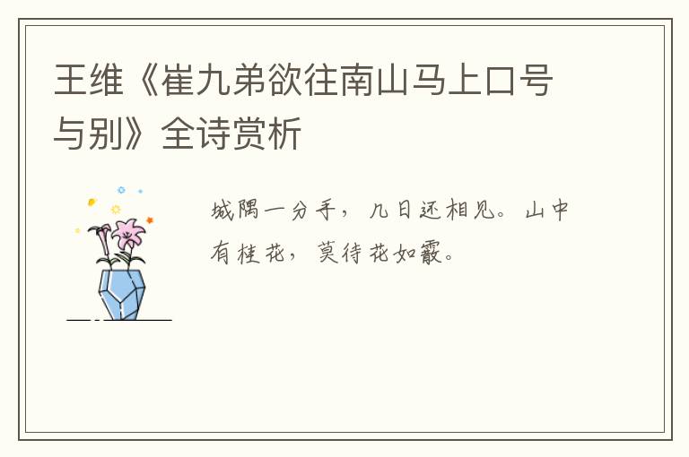  王维《崔九弟欲往南山马上口号与别》全诗赏析