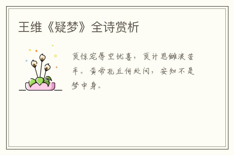  王维《疑梦》全诗赏析