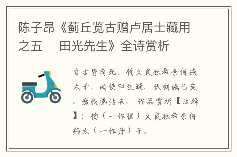  陈子昂《蓟丘览古赠卢居士藏用之五    田光先生》全诗赏析