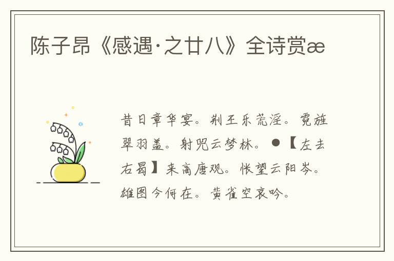  陈子昂《感遇·之廿八》全诗赏析