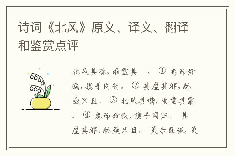  诗词《北风》原文、译文、翻译和鉴赏点评
