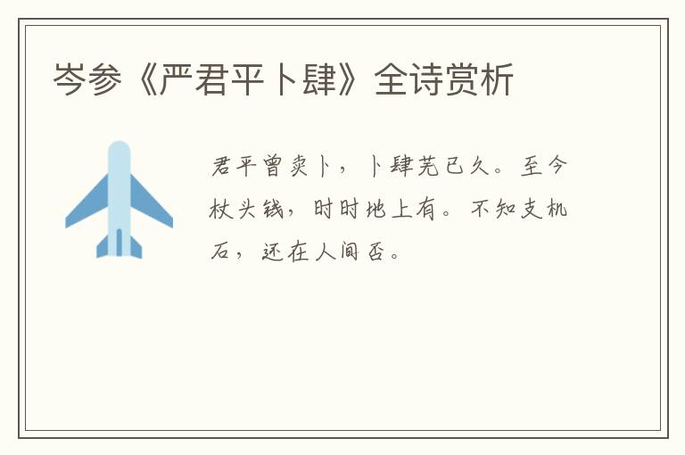  岑参《严君平卜肆》全诗赏析