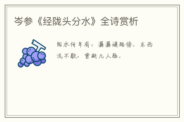  岑参《经陇头分水》全诗赏析