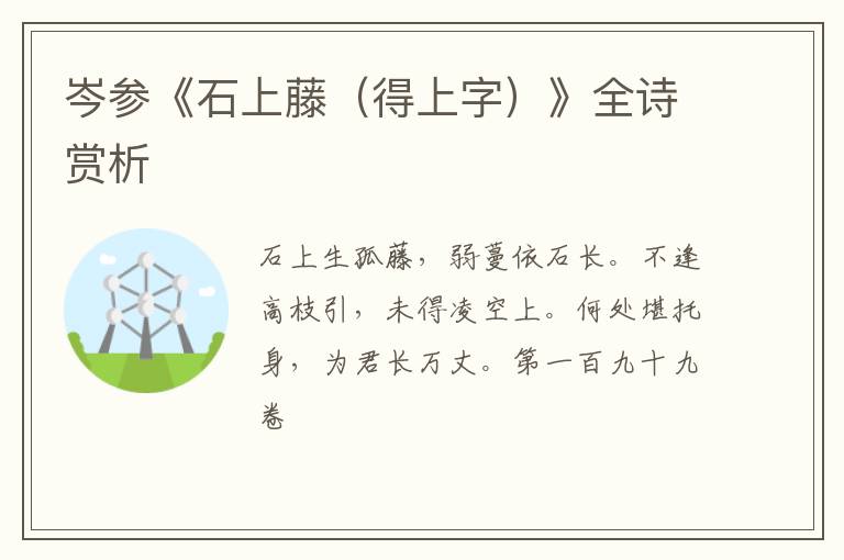  岑参《石上藤（得上字）》全诗赏析