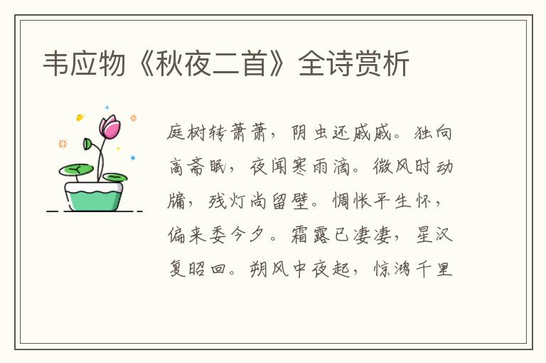 韦应物《秋夜二首》全诗赏析