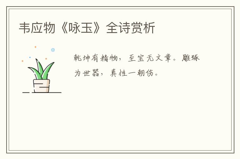  韦应物《咏玉》全诗赏析