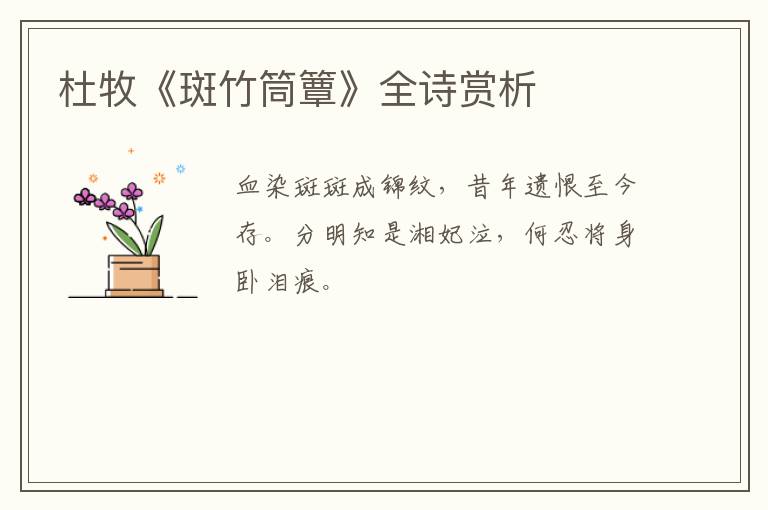  杜牧《斑竹筒簟》全诗赏析