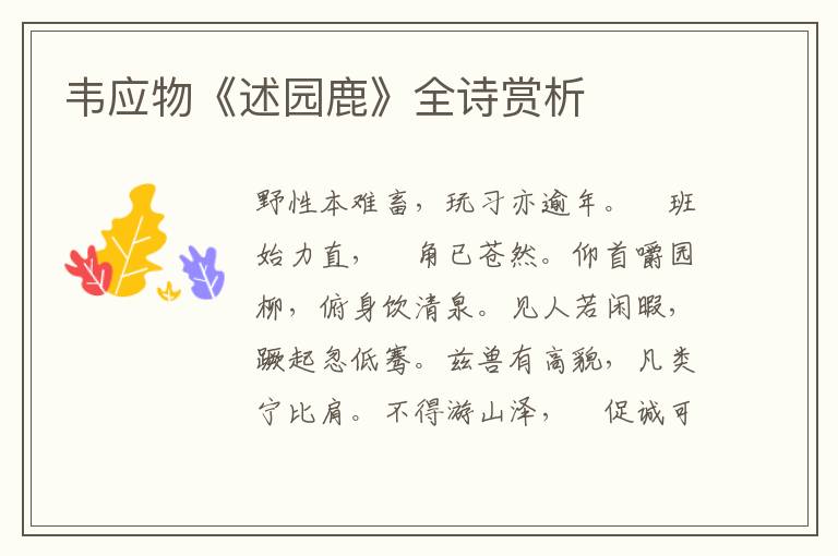  韦应物《述园鹿》全诗赏析