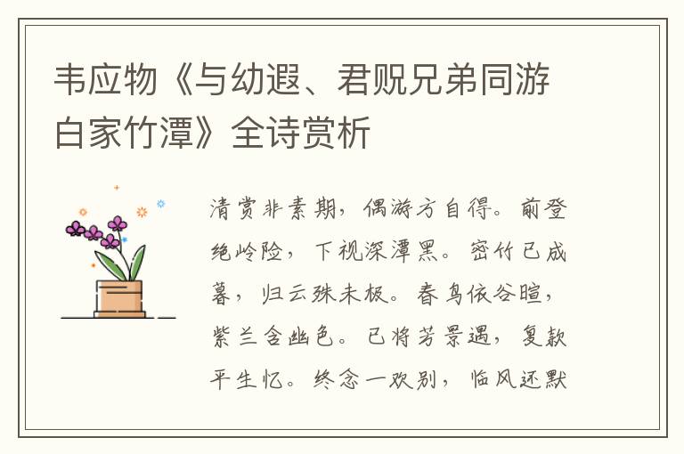  韦应物《与幼遐、君贶兄弟同游白家竹潭》全诗赏析