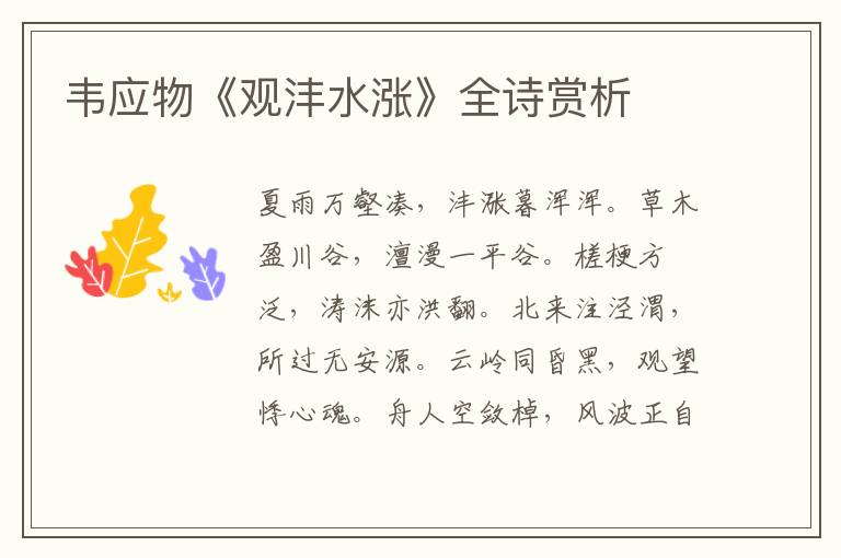  韦应物《观沣水涨》全诗赏析