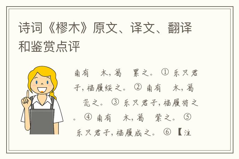  诗词《樛木》原文、译文、翻译和鉴赏点评