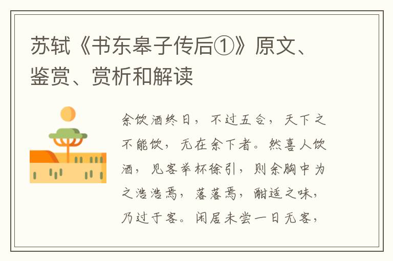  苏轼《书东皋子传后①》原文、鉴赏、赏析和解读