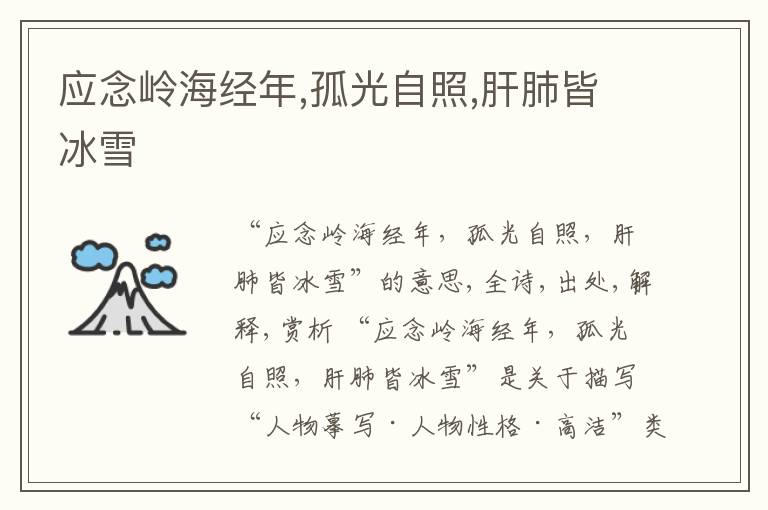 应念岭海经年,孤光自照,肝肺皆冰雪