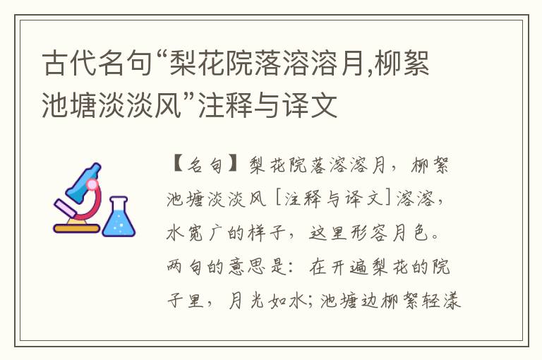  古代名句“梨花院落溶溶月,柳絮池塘淡淡风”注释与译文