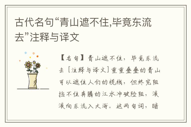  古代名句“青山遮不住,毕竟东流去”注释与译文