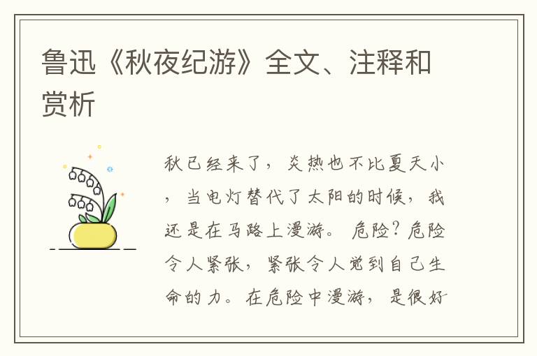  鲁迅《秋夜纪游》全文、注释和赏析
