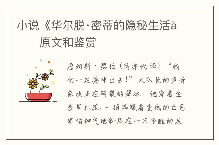  小说《华尔脱·密蒂的隐秘生活》原文和鉴赏