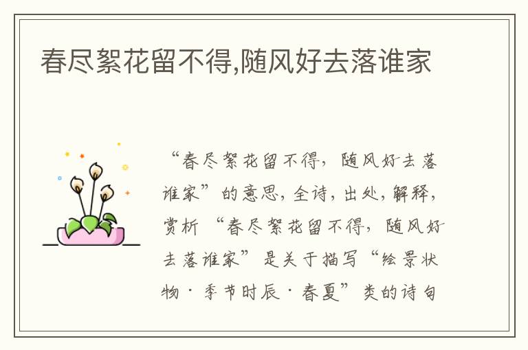  春尽絮花留不得,随风好去落谁家