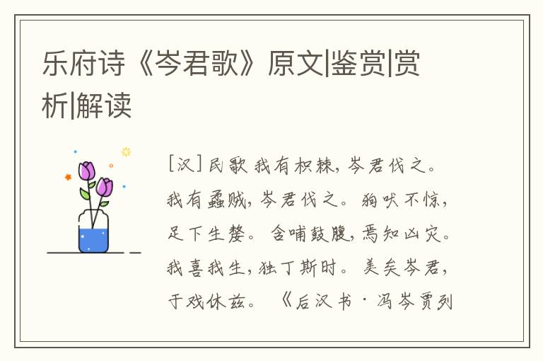  乐府诗《岑君歌》原文|鉴赏|赏析|解读
