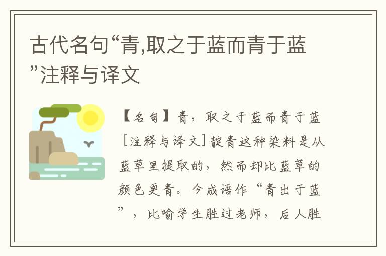  古代名句“青,取之于蓝而青于蓝”注释与译文