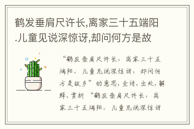  鹤发垂肩尺许长,离家三十五端阳.儿童见说深惊讶,却问何方是故乡