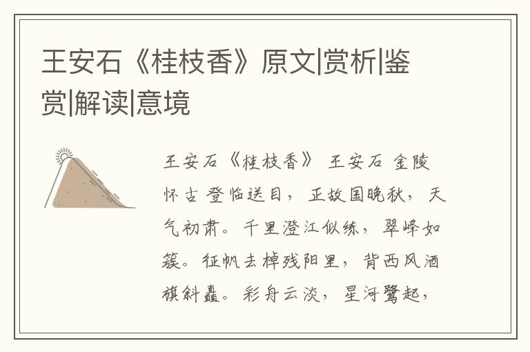  王安石《桂枝香》原文|赏析|鉴赏|解读|意境