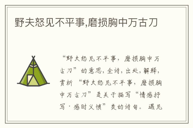  野夫怒见不平事,磨损胸中万古刀