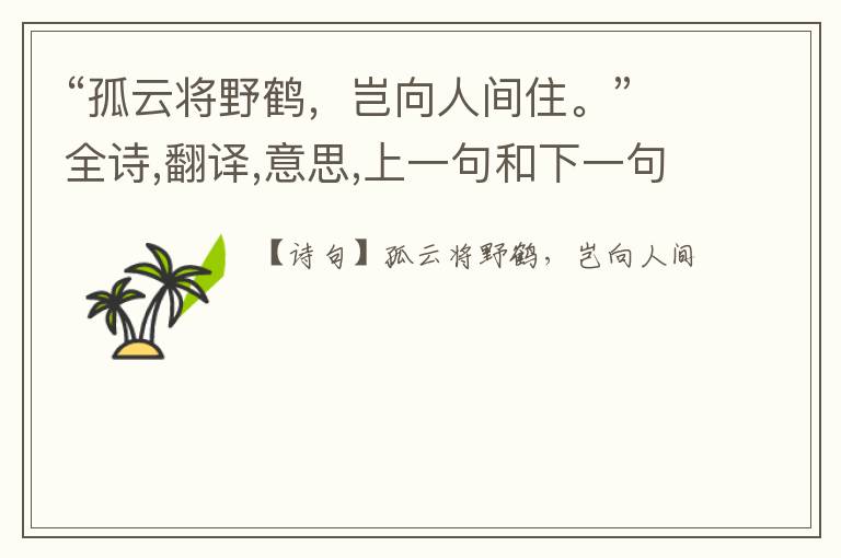 “孤云将野鹤,岂向人间住。”全诗,翻译,意思,上一句和下一句