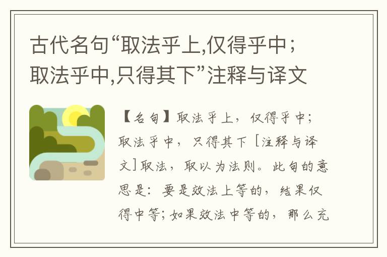  古代名句“取法乎上,仅得乎中；取法乎中,只得其下”注释与译文
