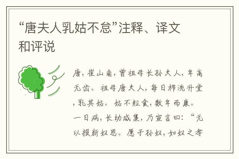  “唐夫人乳姑不怠”注释、译文和评说
