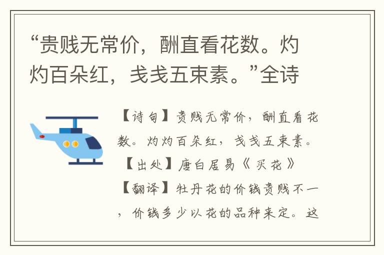  “贵贱无常价，酬直看花数。灼灼百朵红，戋戋五束素。”全诗,翻译,意思,上一句和下一句