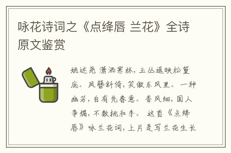  咏花诗词之《点绛唇 兰花》全诗原文鉴赏