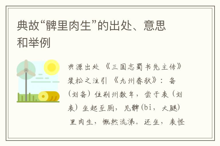  典故“髀里肉生”的出处、意思和举例