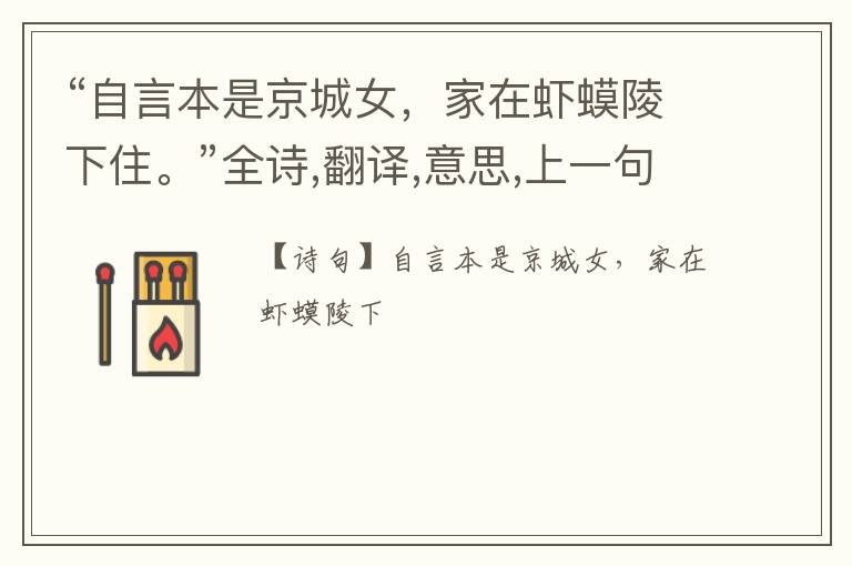  “自言本是京城女，家在虾蟆陵下住。”全诗,翻译,意思,上一句和下一句
