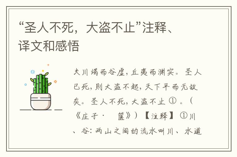  “圣人不死，大盗不止”注释、译文和感悟