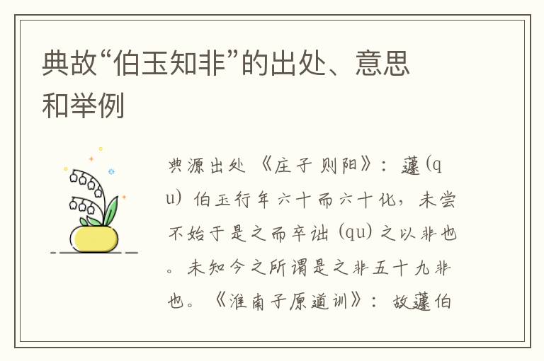  典故“伯玉知非”的出处、意思和举例