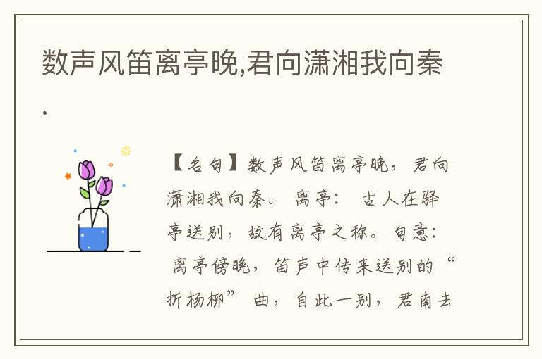  数声风笛离亭晚,君向潇湘我向秦.