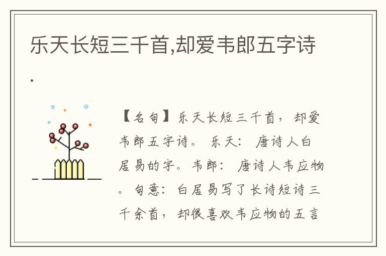  乐天长短三千首,却爱韦郎五字诗.