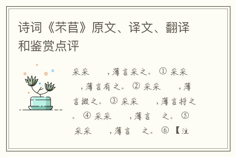  诗词《芣苢》原文、译文、翻译和鉴赏点评