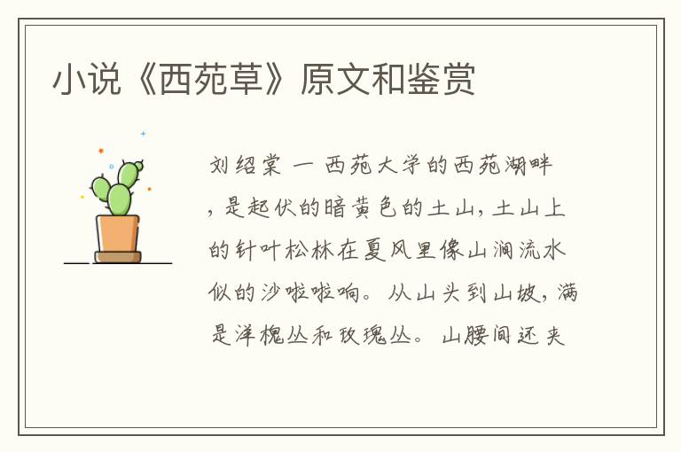  小说《西苑草》原文和鉴赏